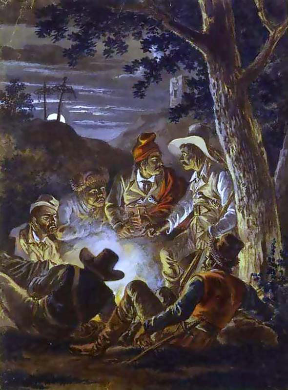 Polish Insurgents in Forest Night 